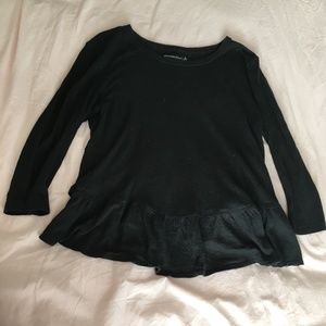 Black Cotton Top with Frill Bottom